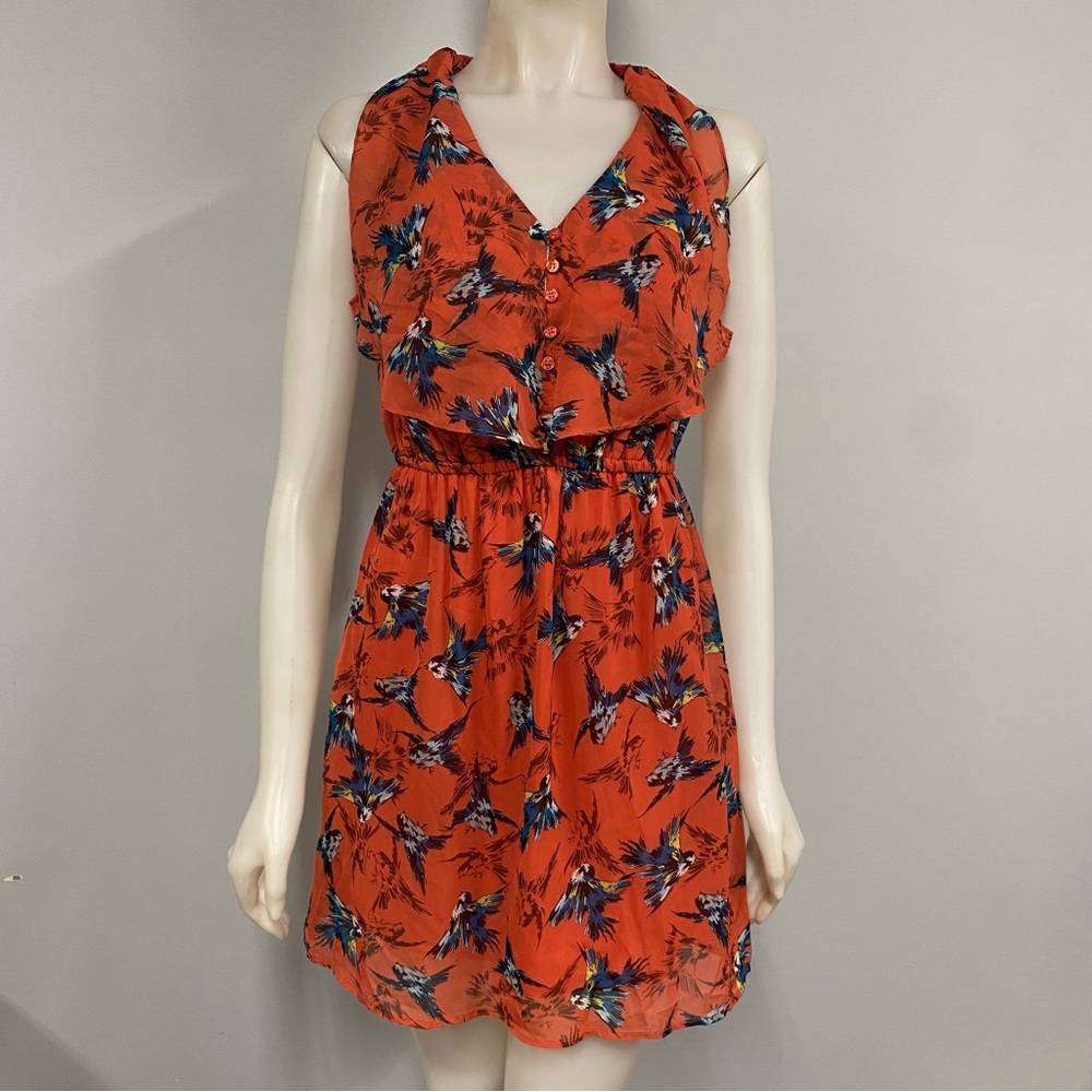 bar III orange bird dress